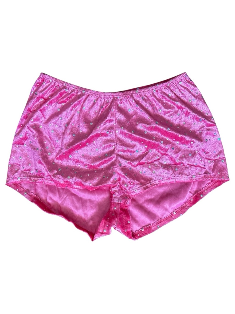 Hot Pink Velvet Sparkle Glitter Micro Shorts